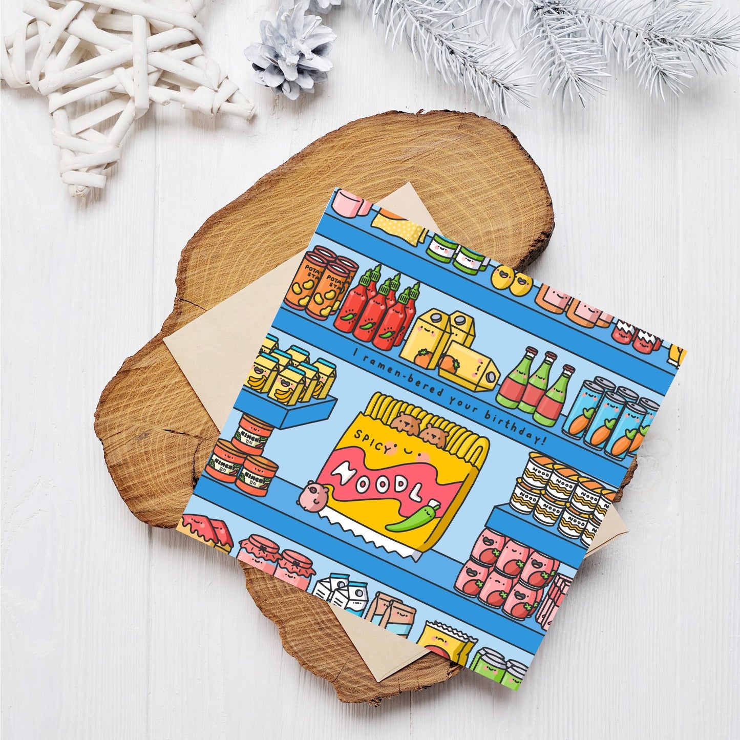 Cute Spicy Noodles - Square Card