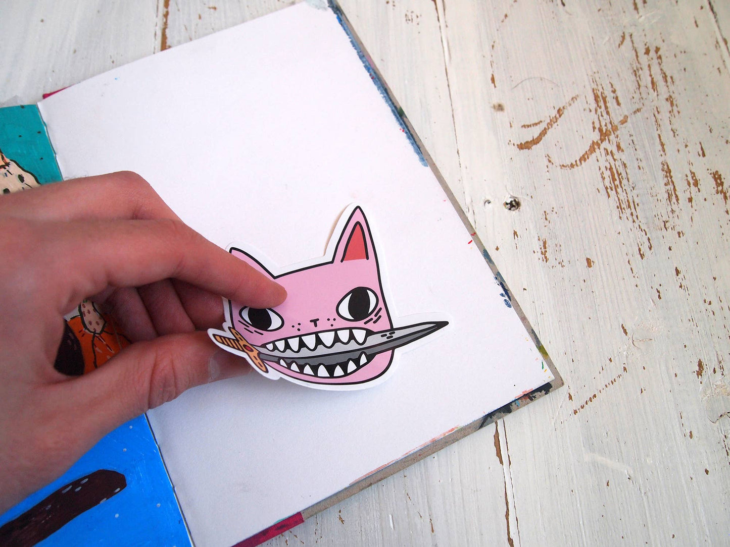 Pink Cat Face - Sticker