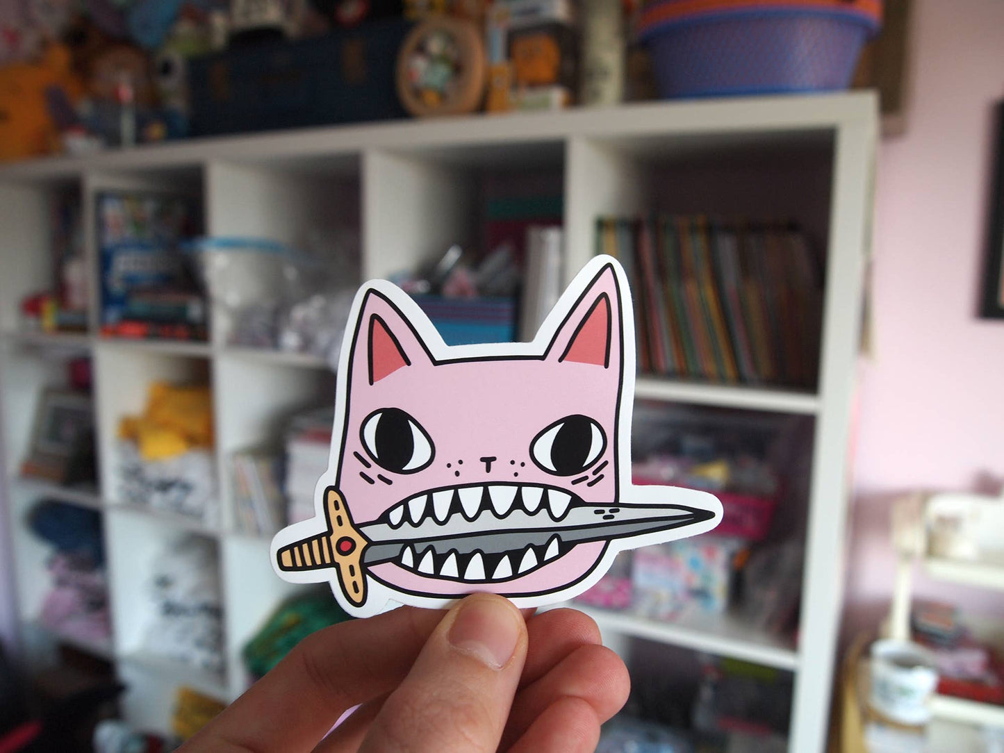 Pink Cat Face - Sticker
