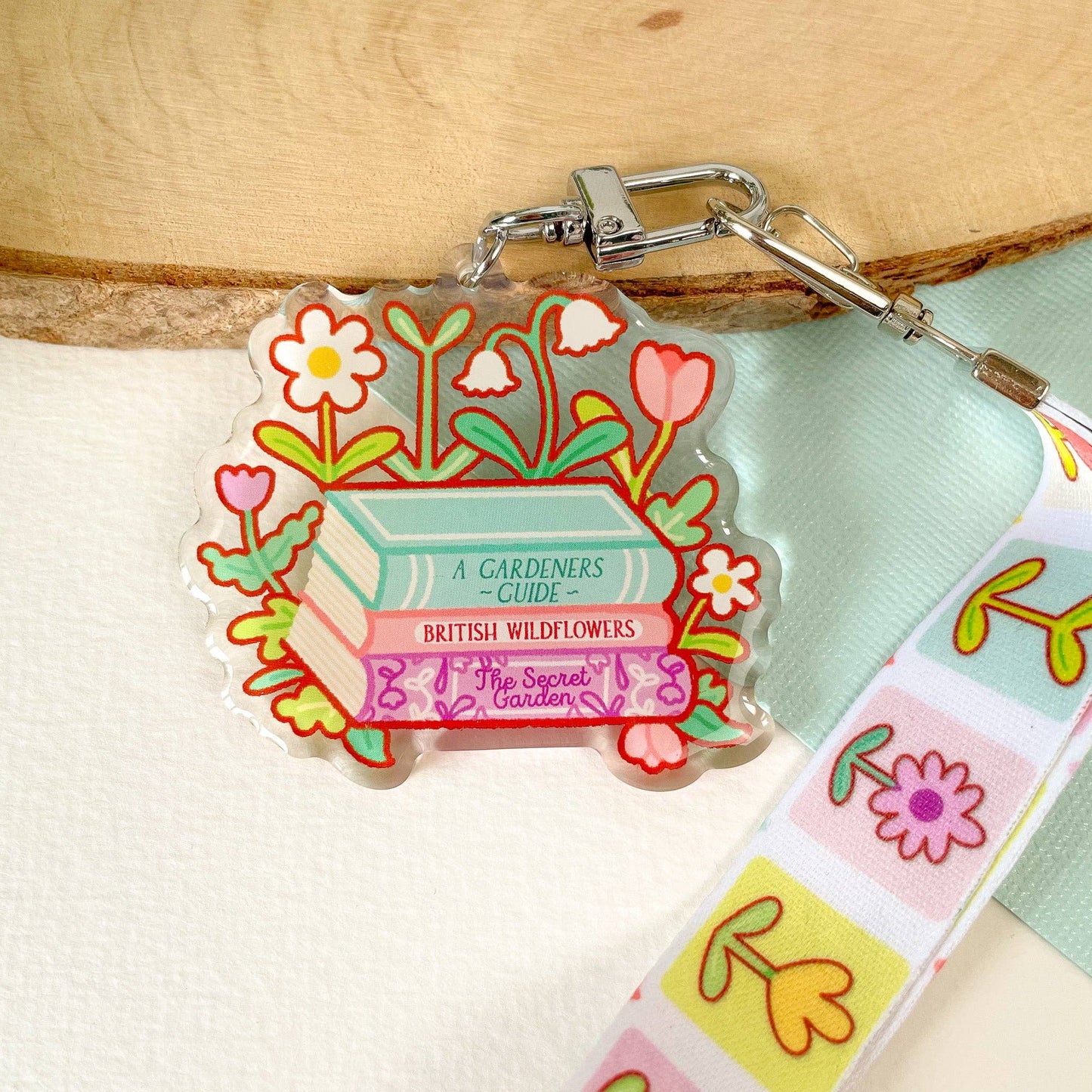 Books & Flowers - Lanyard Keychain
