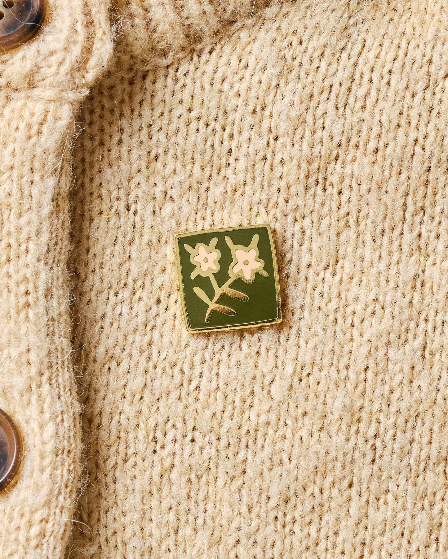 Square Folk Art Flower - Enamel Pin