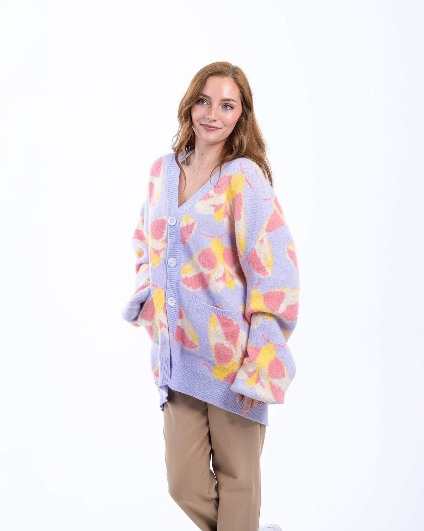 Fuzzy Rosy Maple Moth - Cardigan