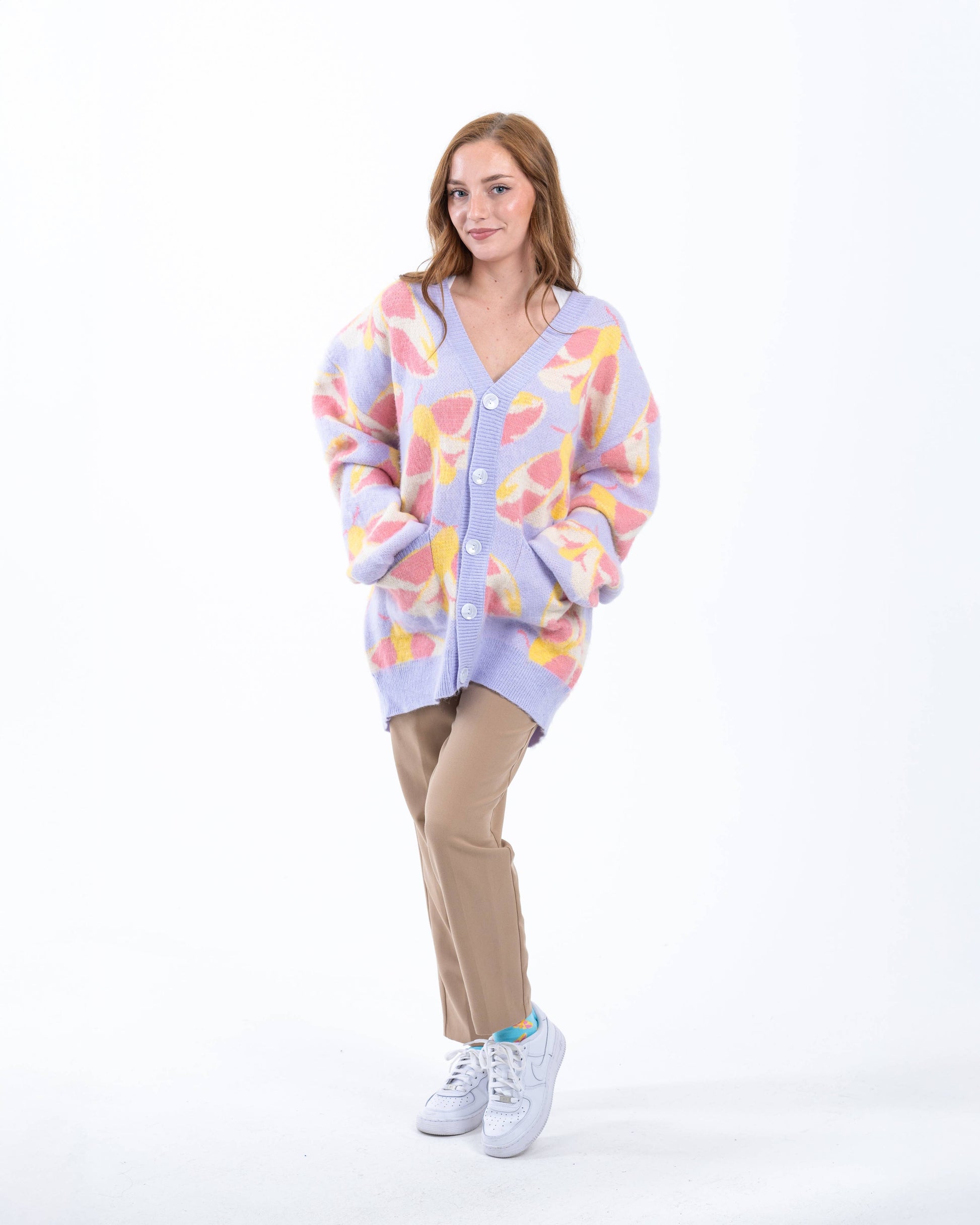 Fuzzy Rosy Maple Moth - Cardigan