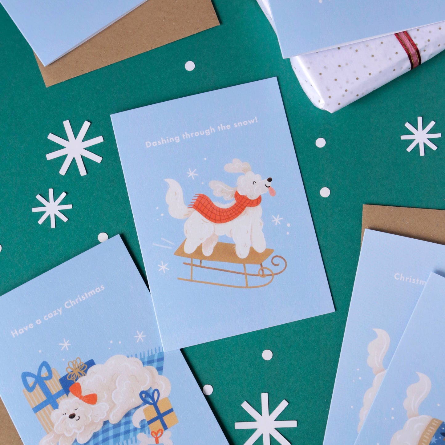 Cockapoo Sleigh - A6 Christmas Card