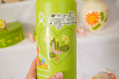 Worm Heart Flower - Transparent Vinyl Sticker