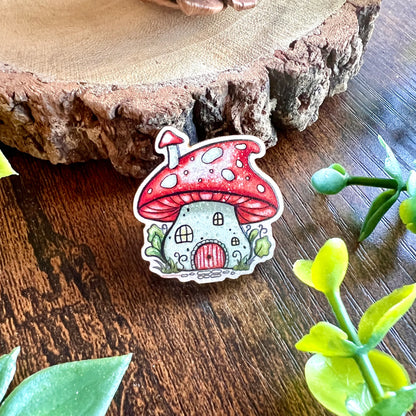 Mushroom House - Wooden Pin