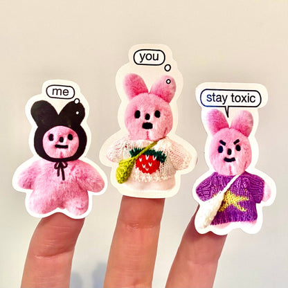 Pink Rabbit Plushie - Sticker Sheet