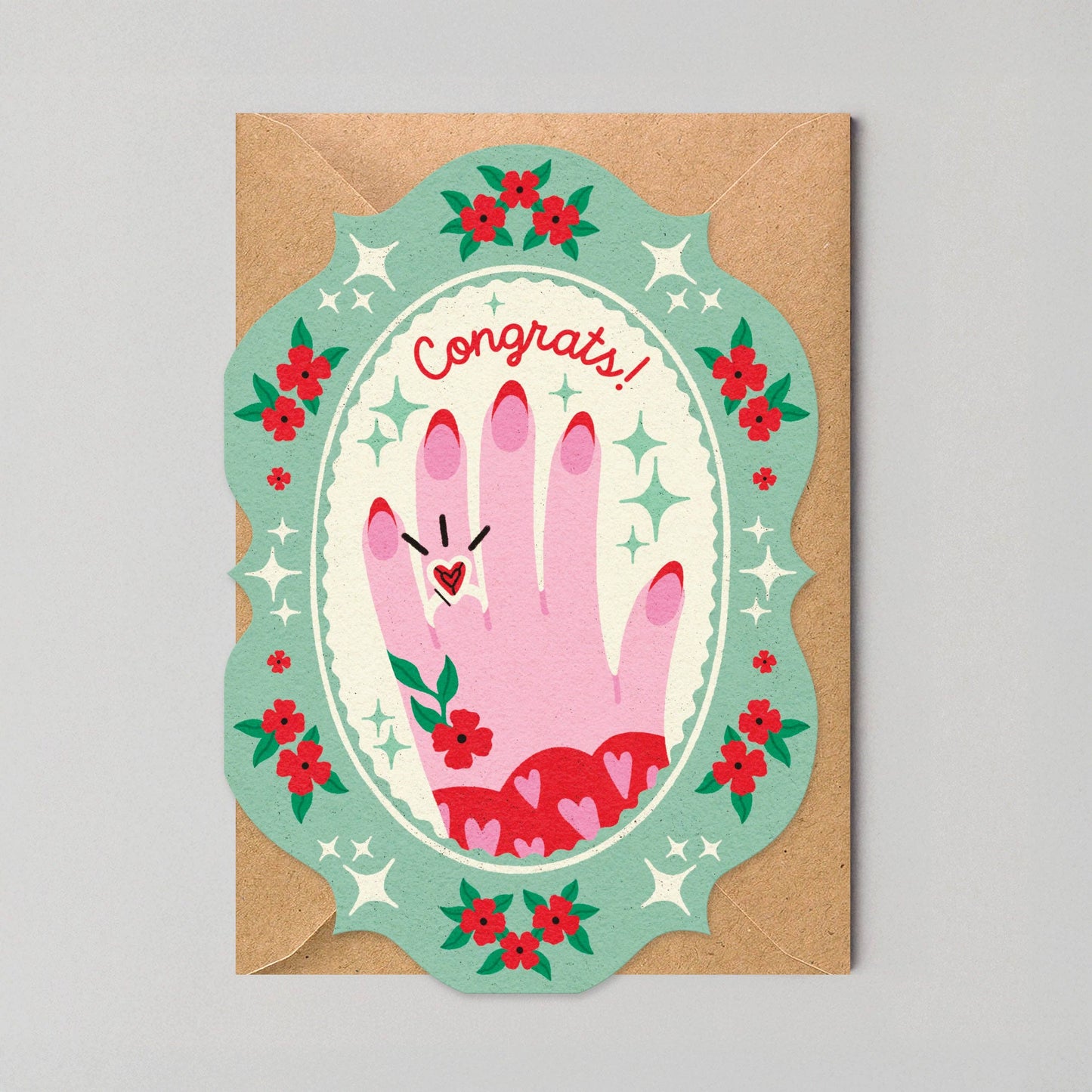 Congrats Ring Engagement Card - Unique Shaped Greeting Card