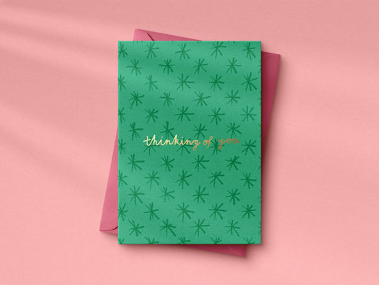 Green Stars Thinking of You - A6 Card