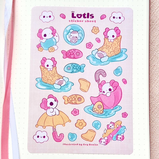 The Lotls Rainy Days Axolotl Sticker Sheet