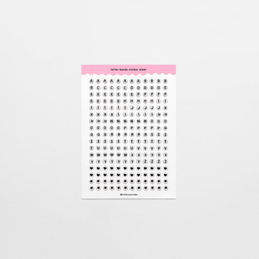 Letter Bead Clear Vinyl - Sticker Sheet