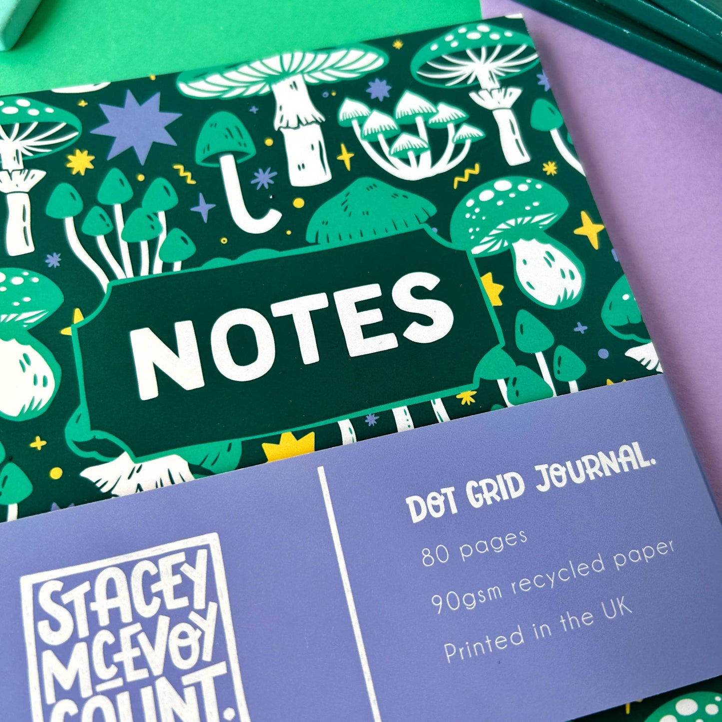 Green Mushroom - A5 Dotted Notebook