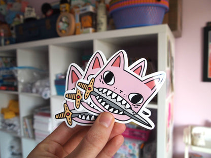 Pink Cat Face - Sticker