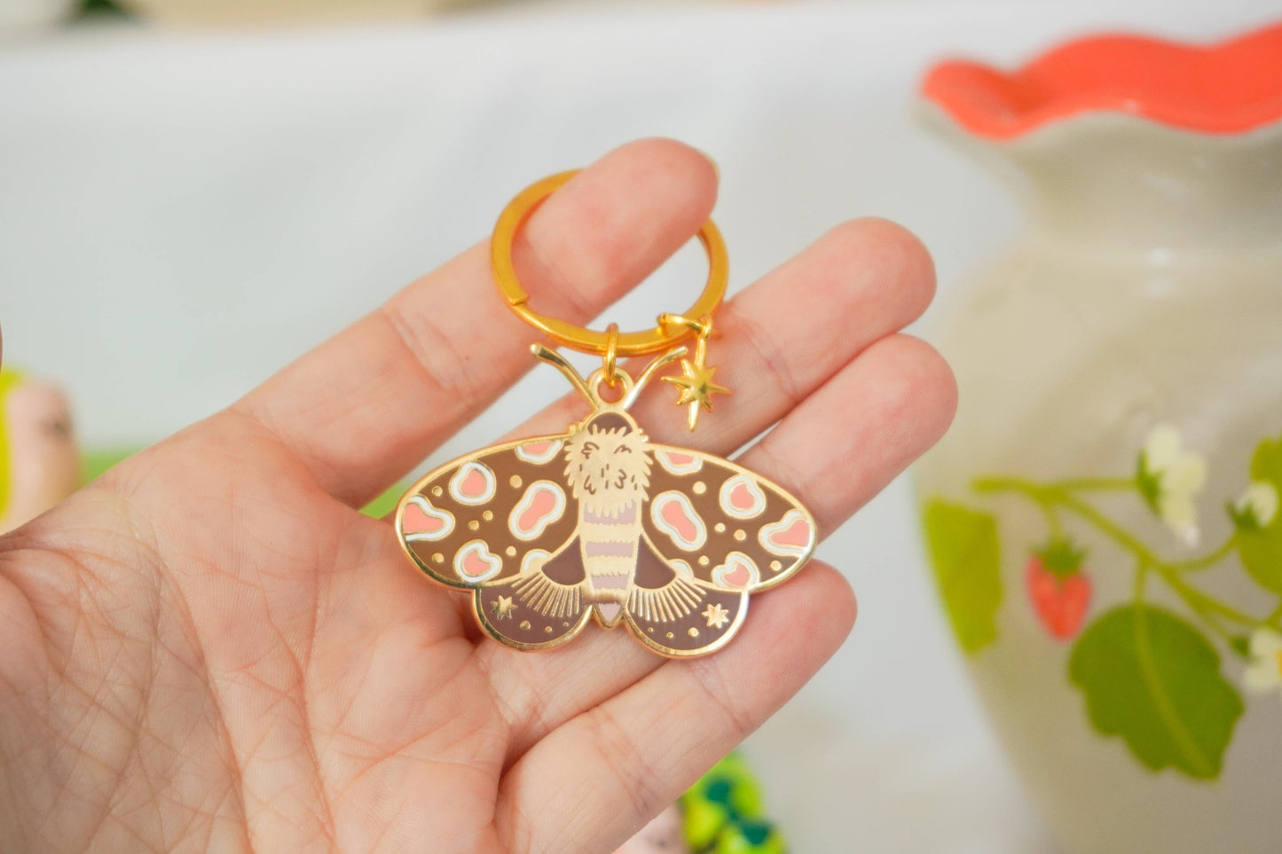 Moth - Enamel Keychain
