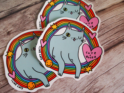 Cute Queer Cat Rainbow - Sticker