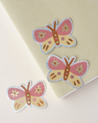 Pink Butterfly - Holographic Sticker