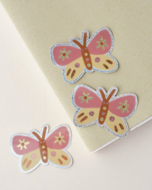 Pink Butterfly - Holographic Sticker
