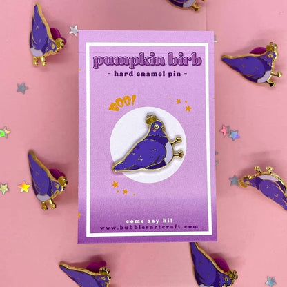 Pumpkin Bird Pin | Hard Enamel Pin | Cute Halloween Pin