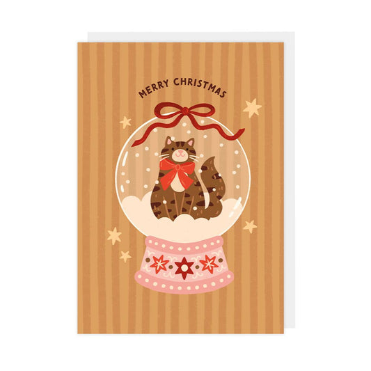 Snow Globe & Cute Cat - A6 Christmas Card