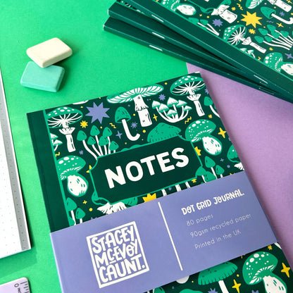 Green Mushroom - A5 Dotted Notebook