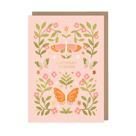 Butterflies Birthday Wishes Card - Luxury Foiled Card