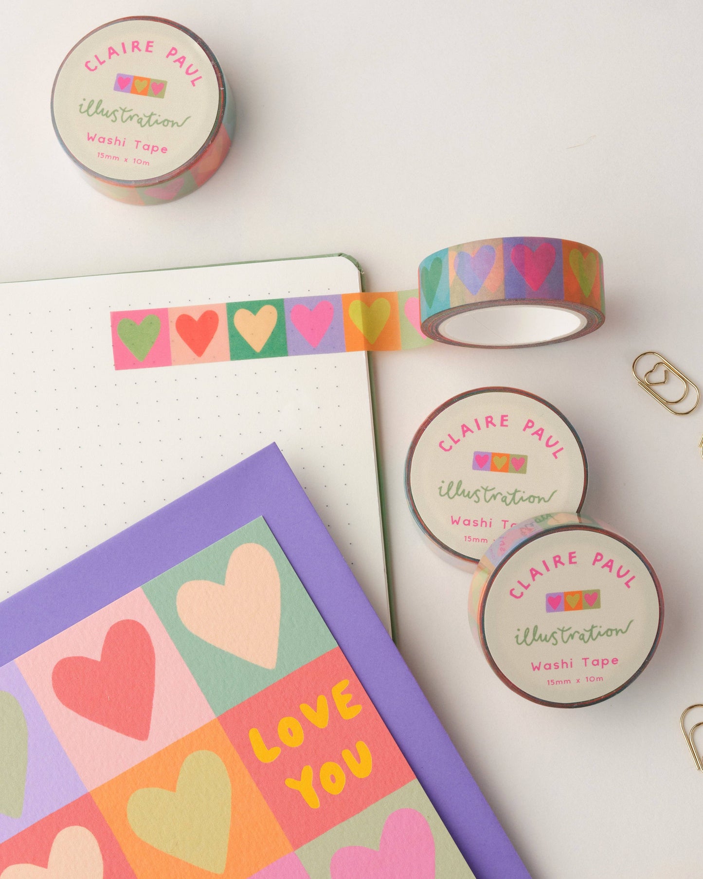 Rainbow Love Hearts - Washi Tape