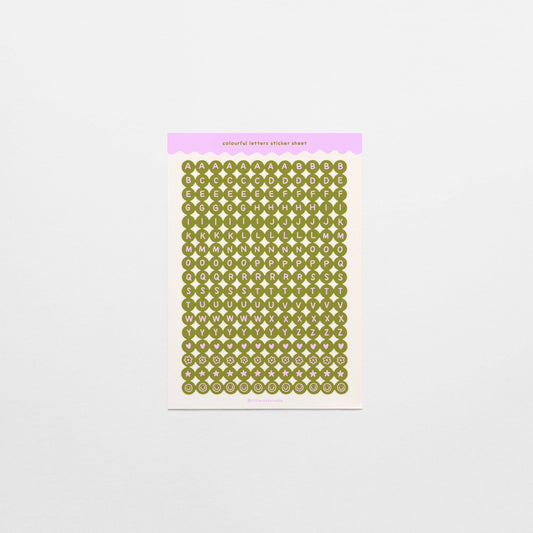 Khaki and Lilac Letter Bead - Sticker Sheet