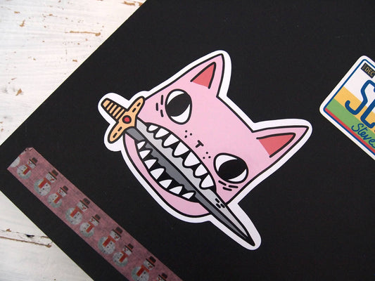 Pink Cat Face - Sticker