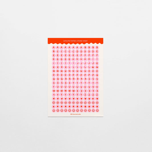 Pink and Red Letter Bead - Sticker Sheet