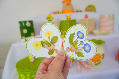 Worm Heart Flower - Transparent Vinyl Sticker