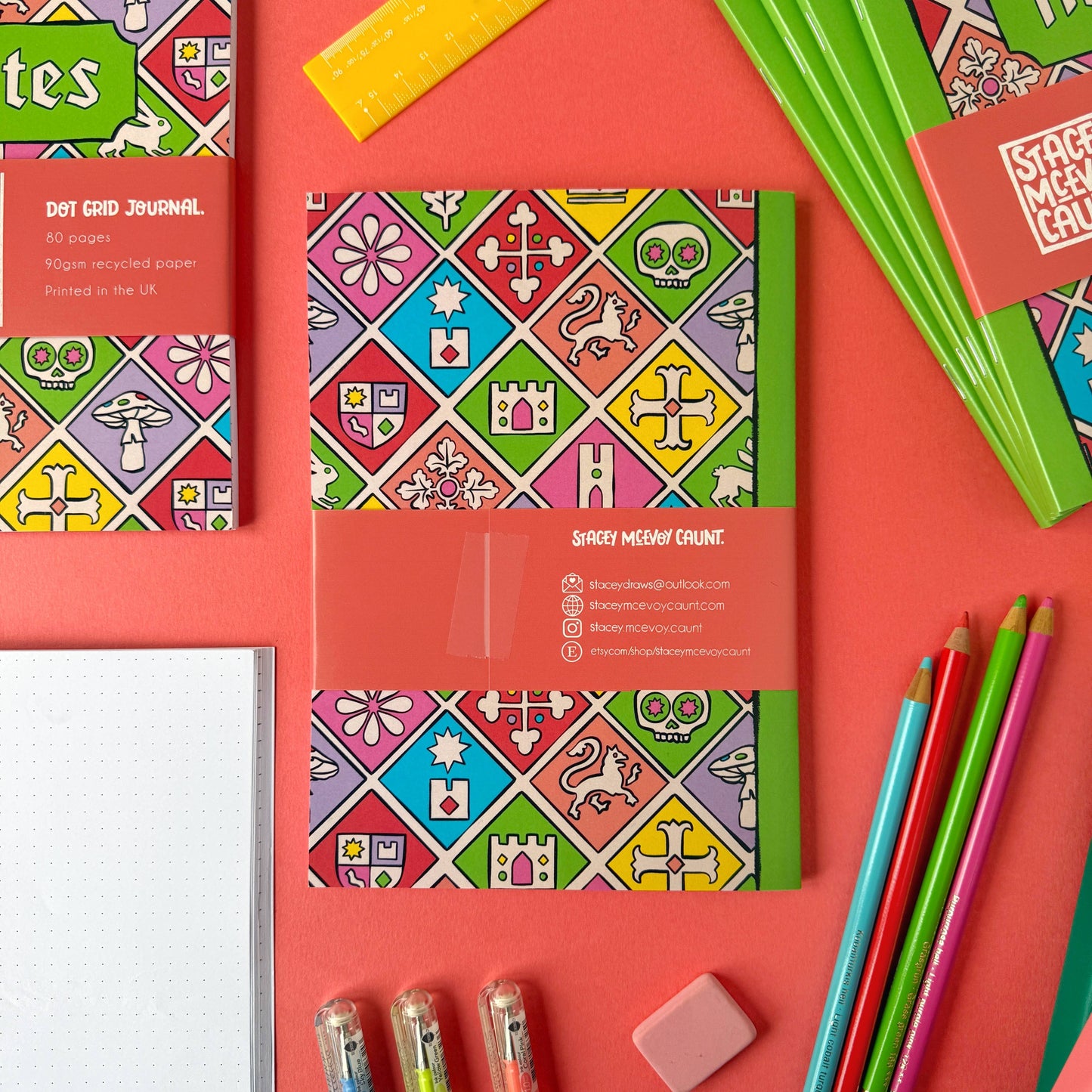 Medieval Tile Pattern - A5 Dotted Notebook
