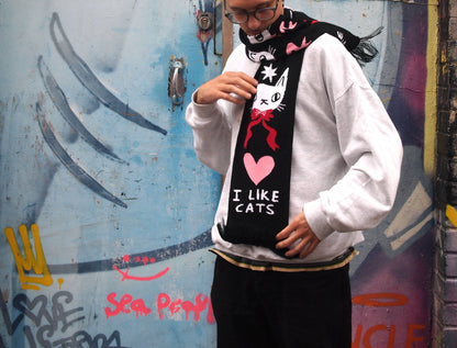 I Like Cats - Knitted Scarf