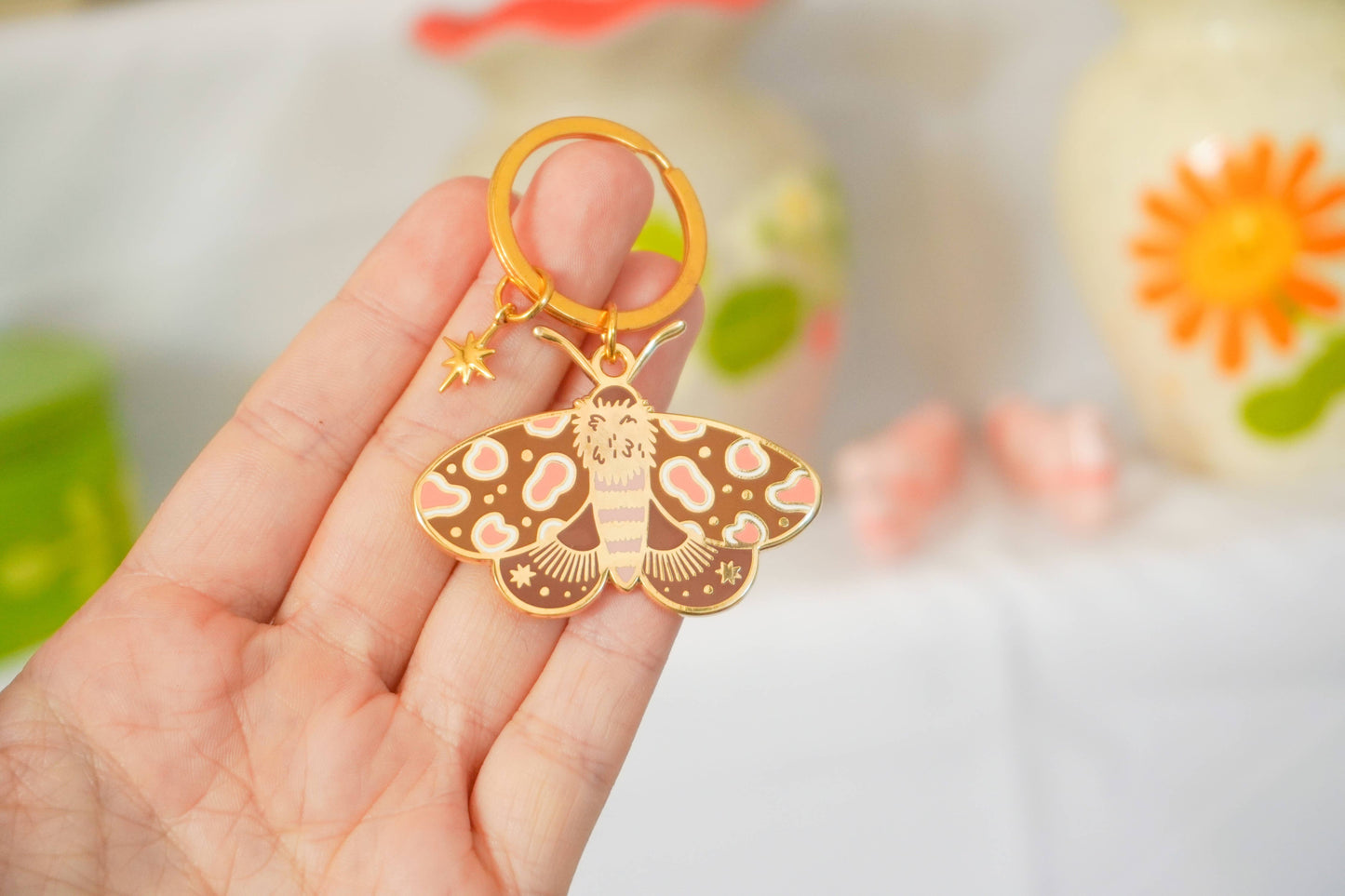 Moth - Enamel Keychain