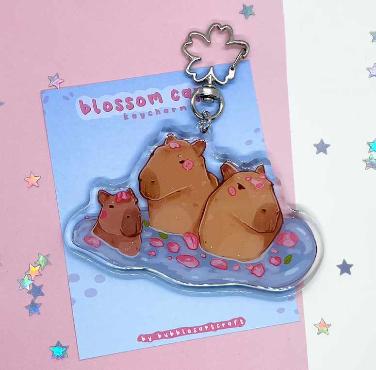 Blossom Capybara - Keyring