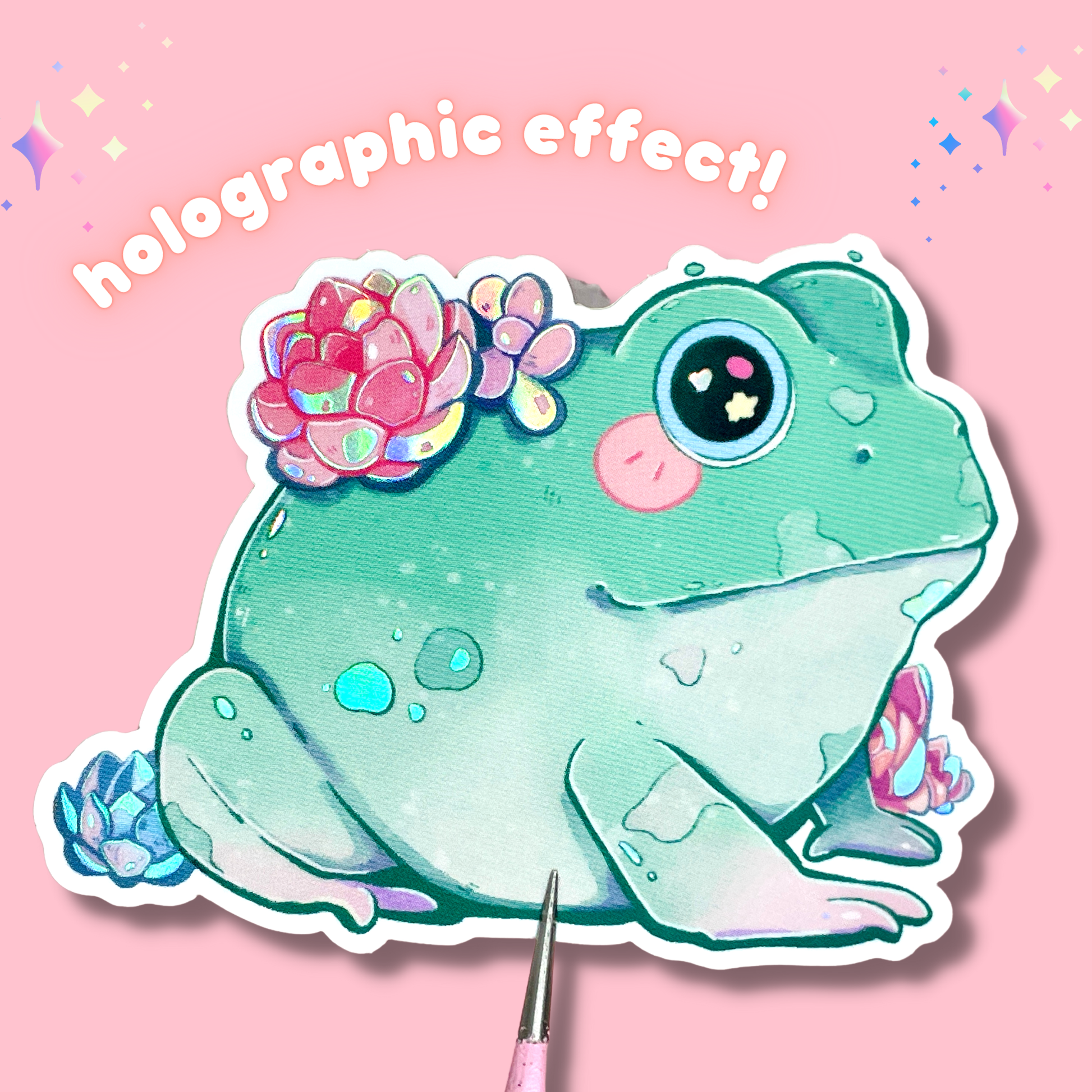 Succulent Frog Sticker | Holographic Sticker | Frog Sticker