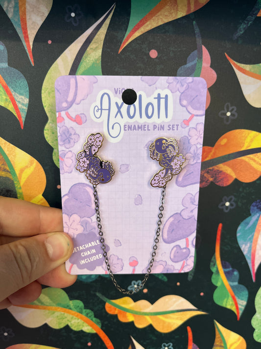 Viola Axolotl - Chained Enamel Pin Set