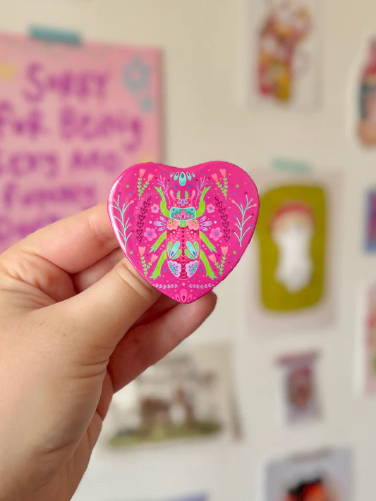 Bug Love Heart Shaped - Button Badge