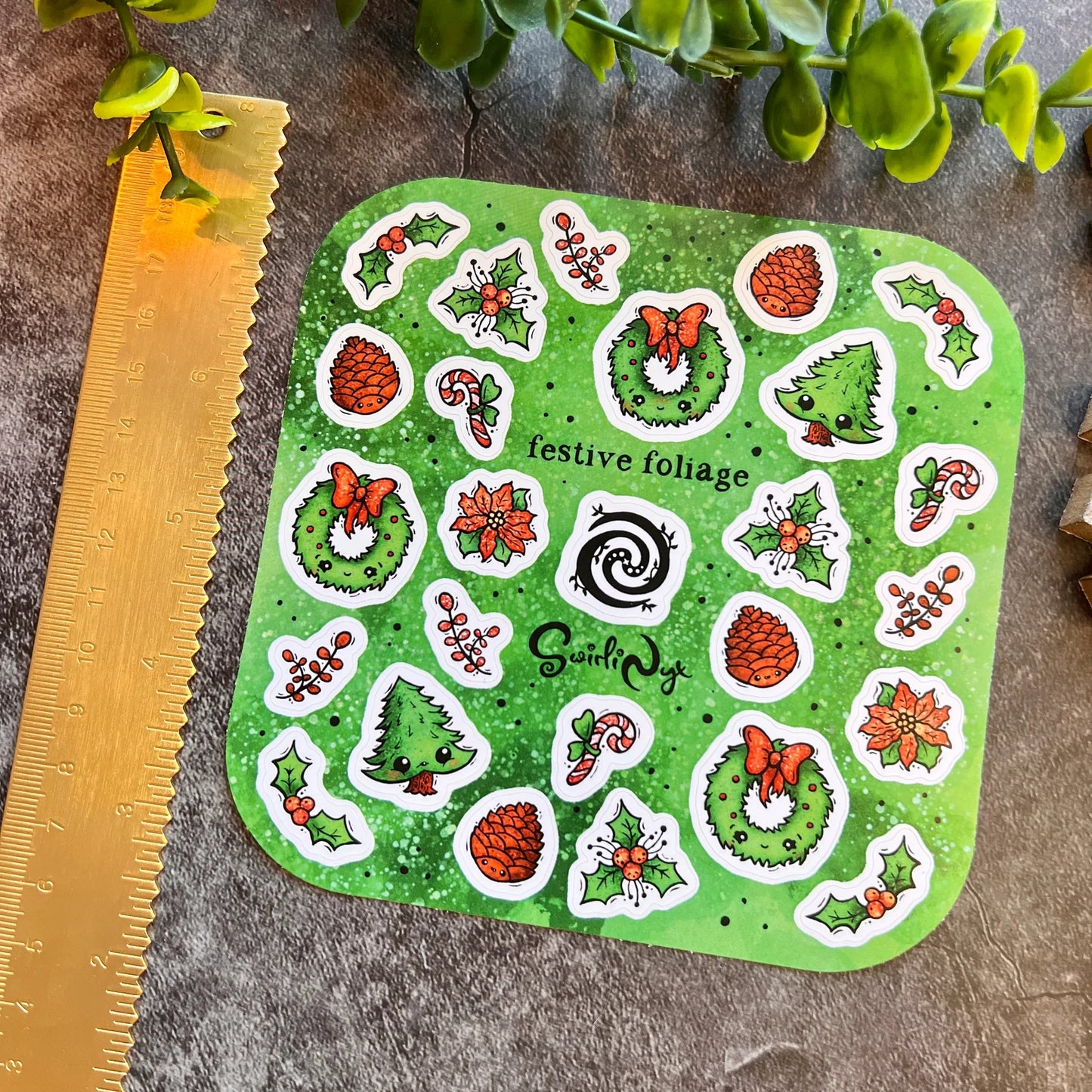 Green Festive Foilage - Sticker Sheet