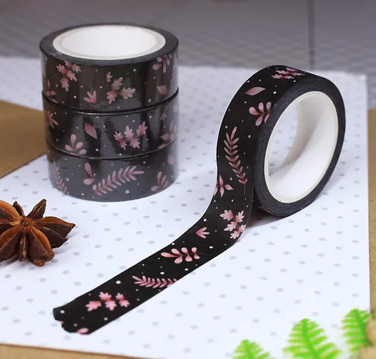 Dark Pink Foilage - Washi Tape