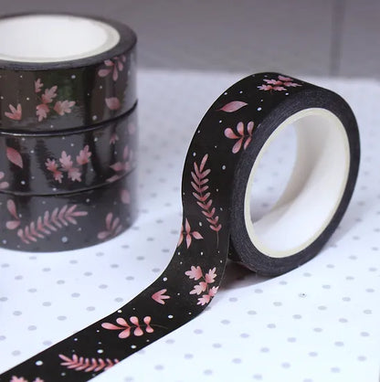 Dark Pink Foilage - Washi Tape