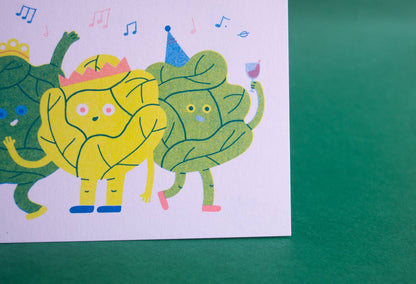 Sprout Dance - Seasonal Risograph Card