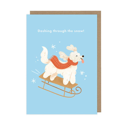 Cockapoo Sleigh - A6 Christmas Card