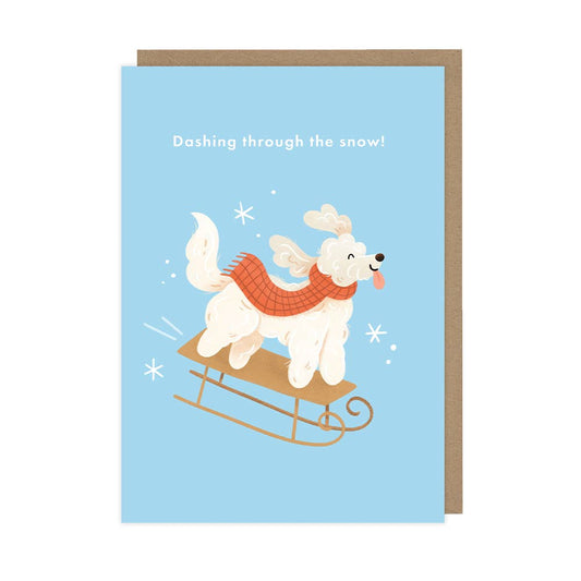 Cockapoo Sleigh - A6 Christmas Card
