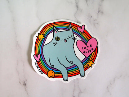 Cute Queer Cat Rainbow - Sticker