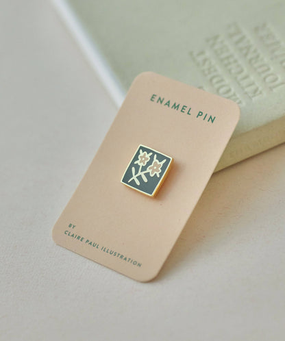 Square Folk Art Flower - Enamel Pin