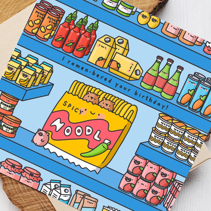 Cute Spicy Noodles - Square Card