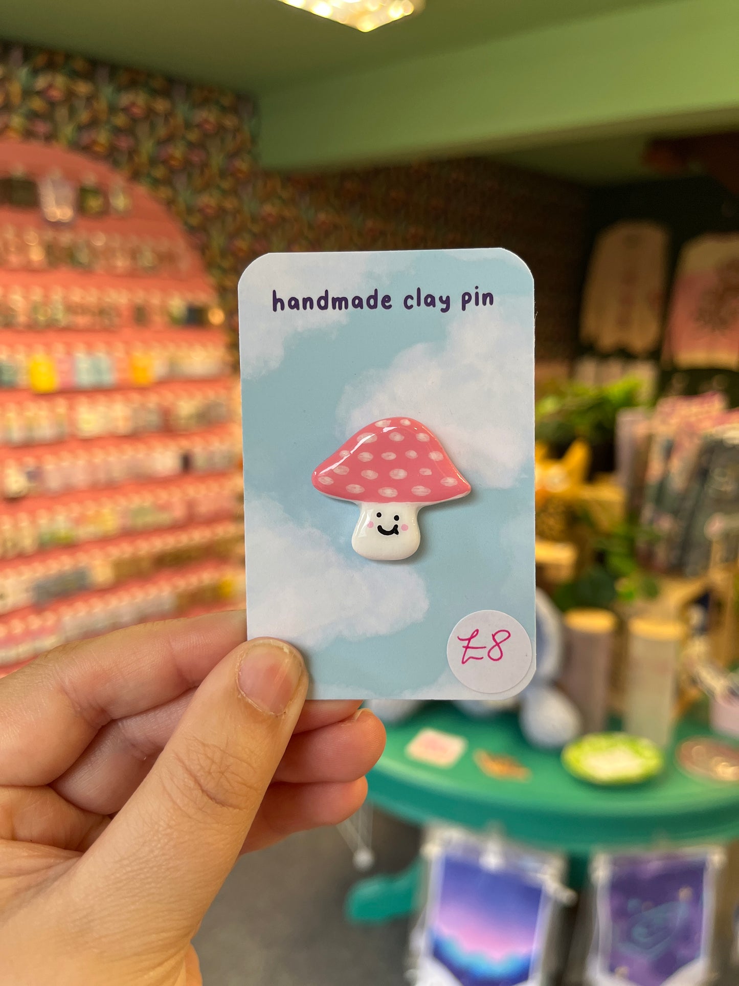 Mushroom - Handmade Clay Pin