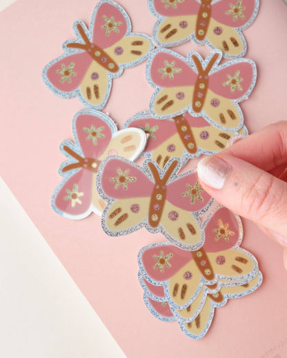 Pink Butterfly - Holographic Sticker