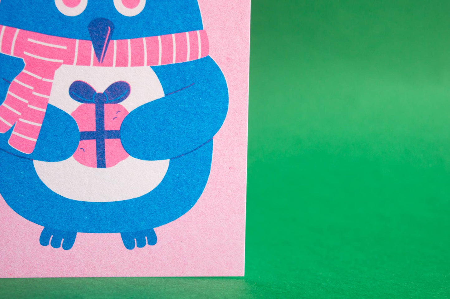 Gifting Penguin - Seasonal Risograph Card