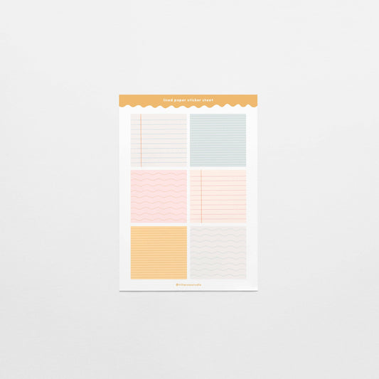 Lined Paper Squares - Sticker Sheet